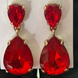 Red Teardrop Dangle Earrings NEW